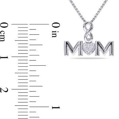 Composite Diamond Accent Infinity Heart "MOM" Pendant in Sterling Silver