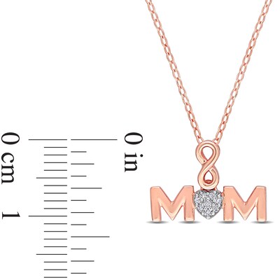 Composite Diamond Accent Infinity Heart "MOM" Pendant in Sterling Silver with Rose Rhodium Plate