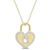 0.18 CT. T.W. Diamond Heart-Shaped Lock Pendant in Sterling Silver with Yellow Rhodium Plate