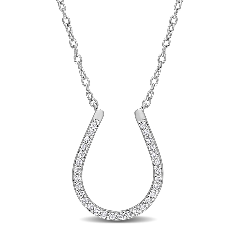 Main Image 1 of 0.15 CT. T.W. Diamond Horseshoe Necklace in Sterling Silver