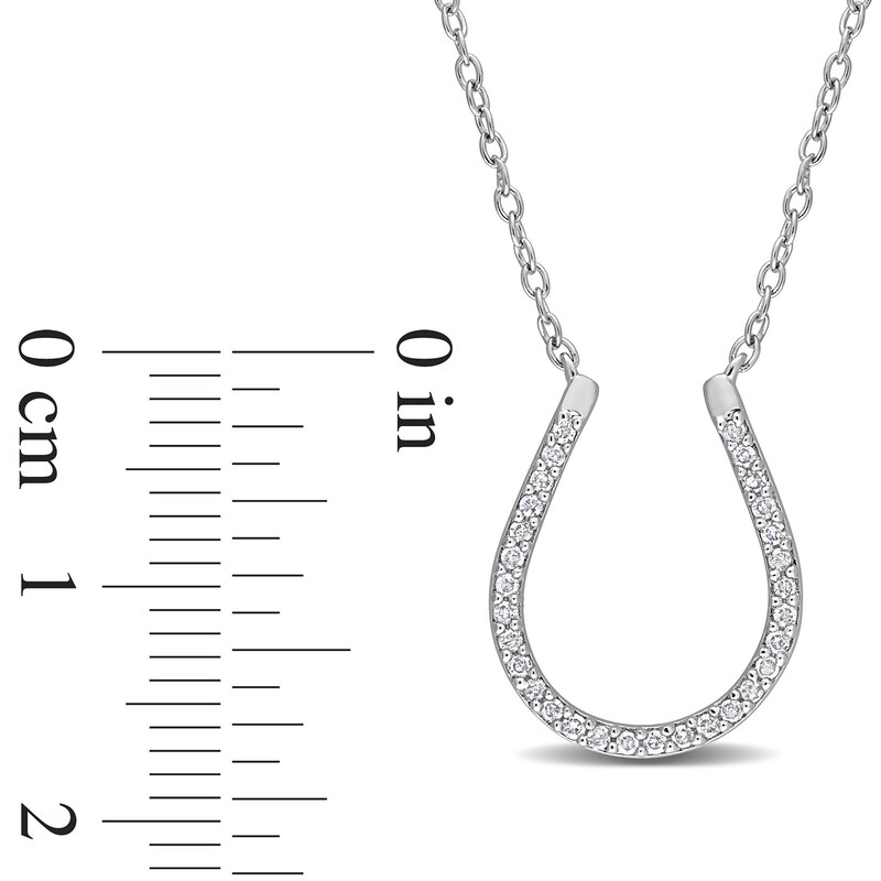 Main Image 3 of 0.15 CT. T.W. Diamond Horseshoe Necklace in Sterling Silver