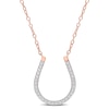 Thumbnail Image 1 of 0.15 CT. T.W. Diamond Horseshoe Necklace in Sterling Silver with Rose Rhodium Plate