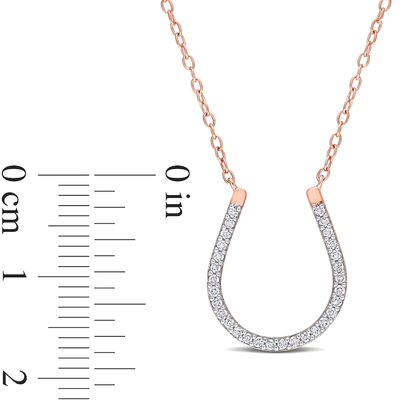 Main Image 3 of 0.15 CT. T.W. Diamond Horseshoe Necklace in Sterling Silver with Rose Rhodium Plate