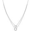 Thumbnail Image 1 of 0.04 CT. T.W. Diamond Double Strand Layered Circle Necklace in Sterling Silver - 19&quot;
