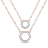 Thumbnail Image 1 of 0.04 CT. T.W. Diamond Double Strand Layered Circle Necklace in Sterling Silver with Rose Rhodium Plate - 19"