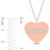 0.09 CT. T.W. Diamond "mom" Heart Pendant in Sterling Silver with Rose Rhodium Plate