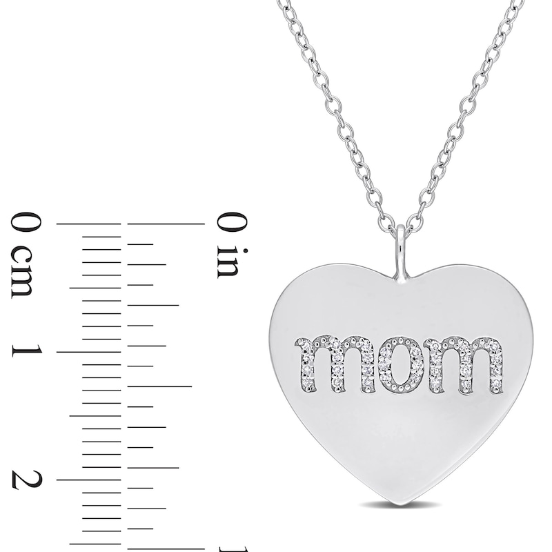 0.09 CT. T.W. Diamond "mom" Heart Pendant in Sterling Silver