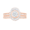 Thumbnail Image 2 of 0.95 CT. T.W. Baguette and Round Diamond Sunburst Frame Bridal Set in 10K Rose Gold