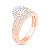 Thumbnail Image 3 of 0.95 CT. T.W. Baguette and Round Diamond Sunburst Frame Bridal Set in 10K Rose Gold