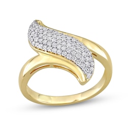 0.36 CT. T.W. Diamond Bypass Ring in Sterling Silver with Yellow Rhodium Plate