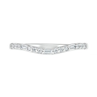 0.18 CT. T.W. Baguette and Round Diamond Contour Anniversary Band in 10K White Gold
