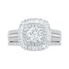 Thumbnail Image 1 of 1.45 CT. T.W. Baguette and Round Diamond Cushion-Shaped Sunburst Frame Bridal Set in 10K White Gold