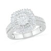 Thumbnail Image 3 of 1.45 CT. T.W. Baguette and Round Diamond Cushion-Shaped Sunburst Frame Bridal Set in 10K White Gold