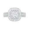 Thumbnail Image 4 of 1.45 CT. T.W. Baguette and Round Diamond Cushion-Shaped Sunburst Frame Bridal Set in 10K White Gold