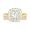 Thumbnail Image 1 of 1.45 CT. T.W. Baguette and Round Diamond Cushion-Shaped Sunburst Frame Bridal Set in 10K Gold