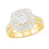 Thumbnail Image 4 of 1.45 CT. T.W. Baguette and Round Diamond Cushion-Shaped Sunburst Frame Bridal Set in 10K Gold