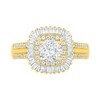 Thumbnail Image 5 of 1.45 CT. T.W. Baguette and Round Diamond Cushion-Shaped Sunburst Frame Bridal Set in 10K Gold