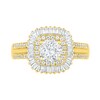 Thumbnail Image 4 of 1.45 CT. T.W. Baguette and Round Diamond Cushion-Shaped Sunburst Frame Bridal Set in 10K Gold