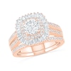 Thumbnail Image 0 of 1.45 CT. T.W. Baguette and Round Diamond Cushion-Shaped Sunburst Frame Bridal Set in 10K Rose Gold