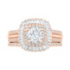 Thumbnail Image 1 of 1.45 CT. T.W. Baguette and Round Diamond Cushion-Shaped Sunburst Frame Bridal Set in 10K Rose Gold