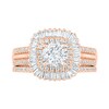 Thumbnail Image 1 of 1.45 CT. T.W. Baguette and Round Diamond Cushion-Shaped Sunburst Frame Bridal Set in 10K Rose Gold