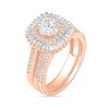 Thumbnail Image 2 of 1.45 CT. T.W. Baguette and Round Diamond Cushion-Shaped Sunburst Frame Bridal Set in 10K Rose Gold