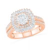 Thumbnail Image 3 of 1.45 CT. T.W. Baguette and Round Diamond Cushion-Shaped Sunburst Frame Bridal Set in 10K Rose Gold