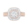 Thumbnail Image 4 of 1.45 CT. T.W. Baguette and Round Diamond Cushion-Shaped Sunburst Frame Bridal Set in 10K Rose Gold