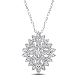 0.25 CT. T.W. Composite Diamond Vintage-Style Flower Pendant in Sterling Silver