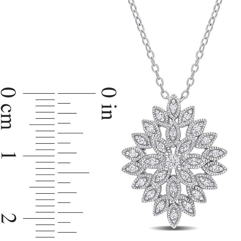 Main Image 3 of 0.25 CT. T.W. Composite Diamond Vintage-Style Flower Pendant in Sterling Silver