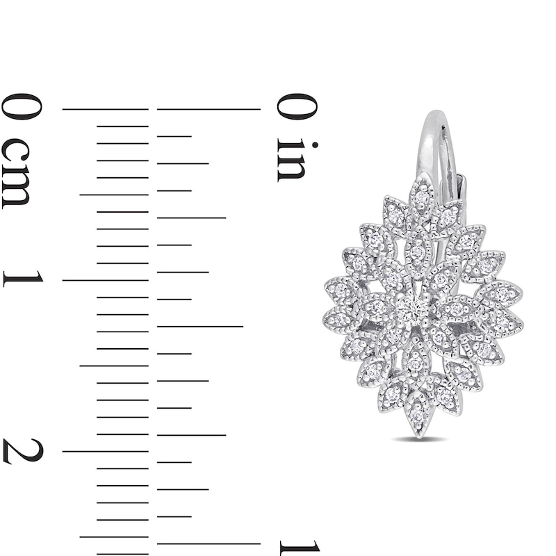 Main Image 3 of 0.19 CT. T.W. Composite Diamond Vintage-Style Flower Earrings in Sterling Silver