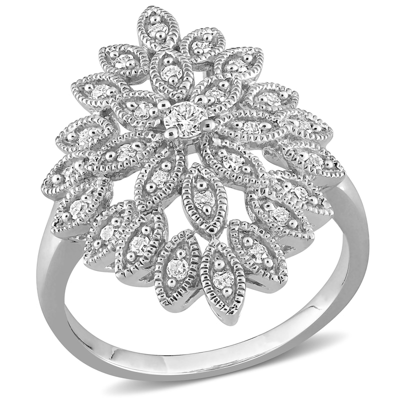 0.33 CT. T.W. Composite Diamond Vintage-Style Flower Ring in Sterling Silver