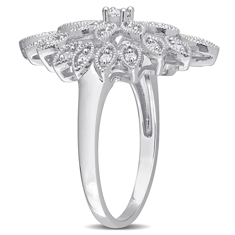 0.33 CT. T.W. Composite Diamond Vintage-Style Flower Ring in Sterling Silver