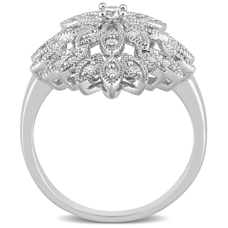 0.33 CT. T.W. Composite Diamond Vintage-Style Flower Ring in Sterling Silver