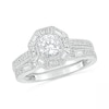 Thumbnail Image 0 of 0.69 CT. T.W. Baguette and Round Diamond Octagonal Frame Vintage-Style Bridal Set in 10K White Gold