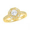 Thumbnail Image 4 of 0.69 CT. T.W. Baguette and Round Diamond Octagonal Frame Vintage-Style Bridal Set in 10K Gold