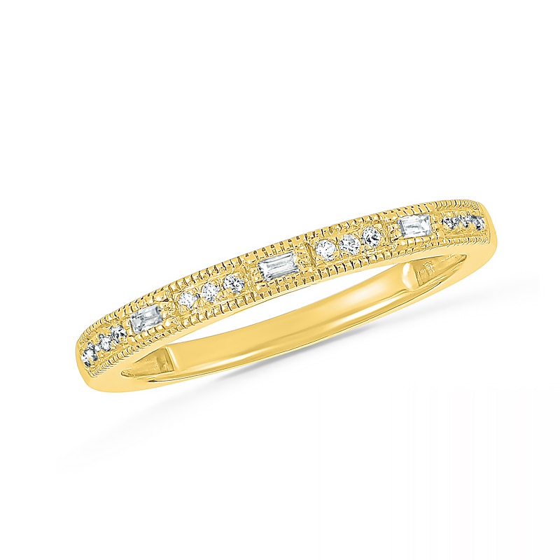 Main Image 7 of 0.69 CT. T.W. Baguette and Round Diamond Octagonal Frame Vintage-Style Bridal Set in 10K Gold