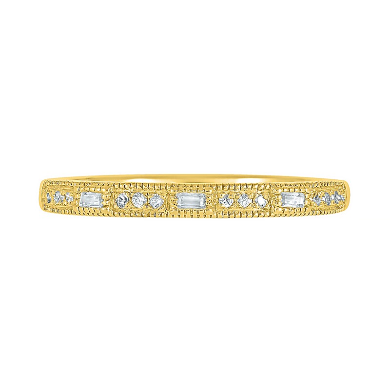 Main Image 8 of 0.69 CT. T.W. Baguette and Round Diamond Octagonal Frame Vintage-Style Bridal Set in 10K Gold