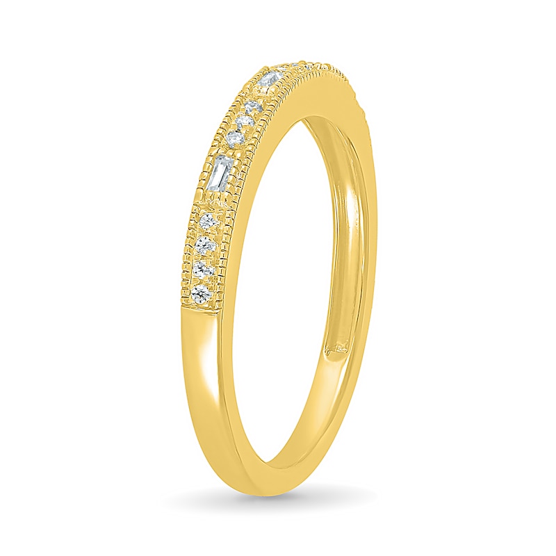 Main Image 9 of 0.69 CT. T.W. Baguette and Round Diamond Octagonal Frame Vintage-Style Bridal Set in 10K Gold