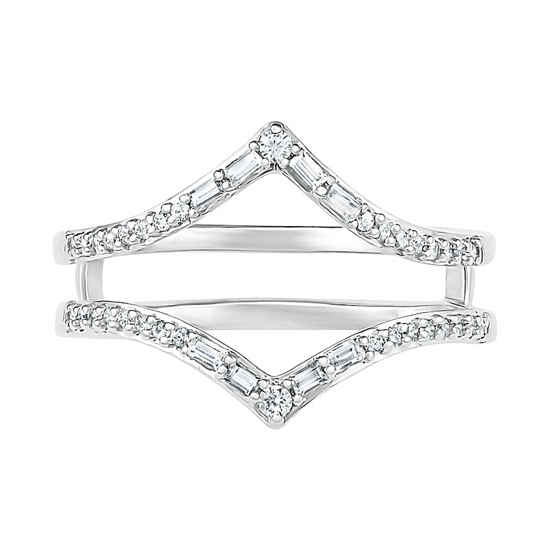 0.69 CT. T.W. Multi-Shape Diamond Chevron Split Shank Bridal Set in 10K White Gold