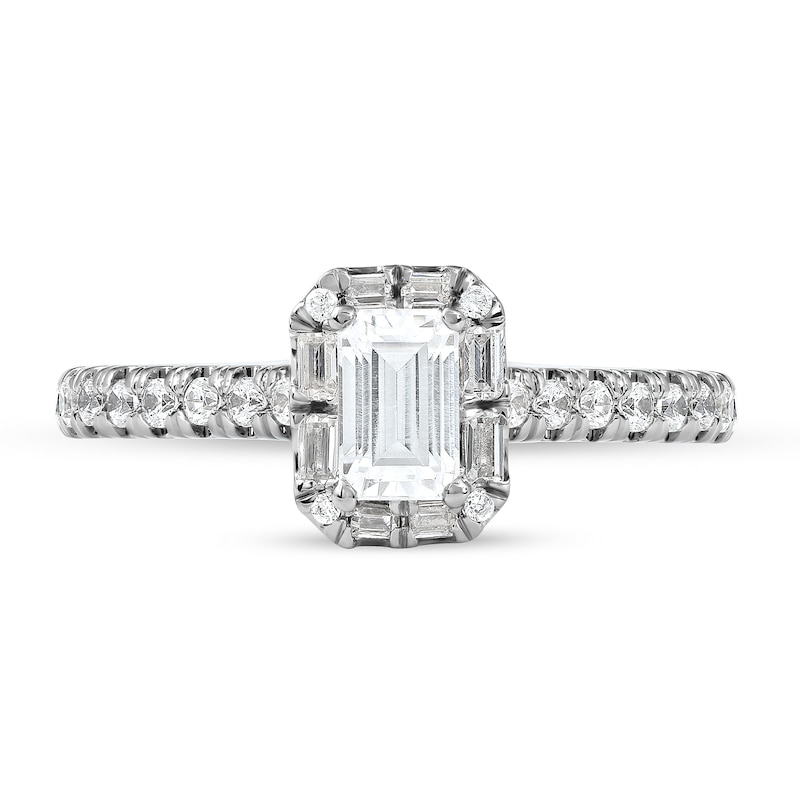 0.75 CT. T.W. Emerald-Cut Diamond Frame Engagement Ring in 10K White Gold (I/I1)