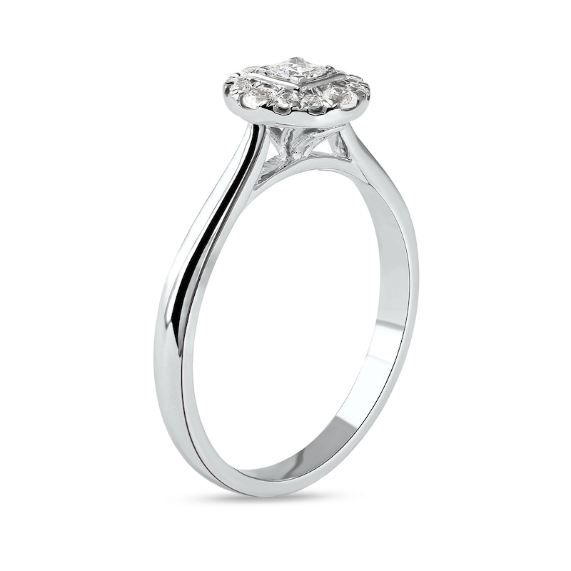 0.33 CT. T.W. Princess-Cut Diamond Round Frame Engagement Ring in 10K White Gold (I/I3)