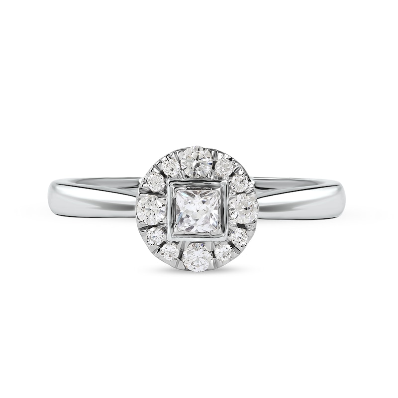 0.33 CT. T.W. Princess-Cut Diamond Round Frame Engagement Ring in 10K White Gold (I/I3)