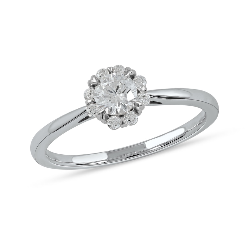 Main Image 1 of 0.50 CT. T.W. Diamond Frame Engagement Ring in 10K White Gold (J/I3)