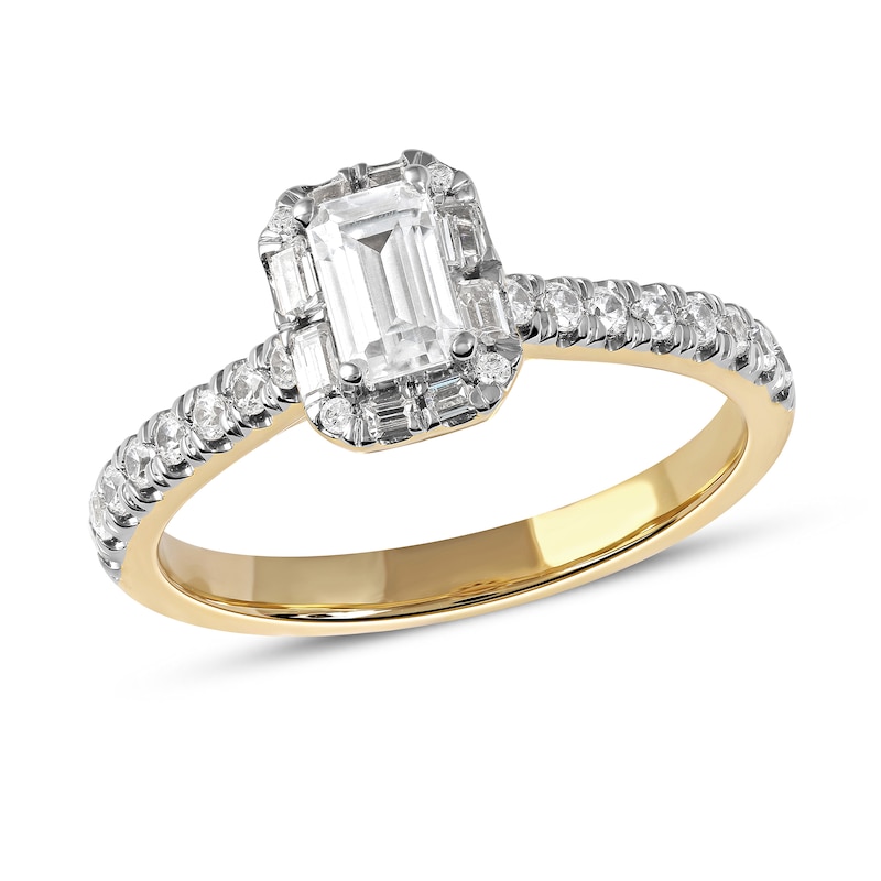 0.75 CT. T.W. Emerald-Cut Diamond Frame Engagement Ring in 10K Gold (I/I1)