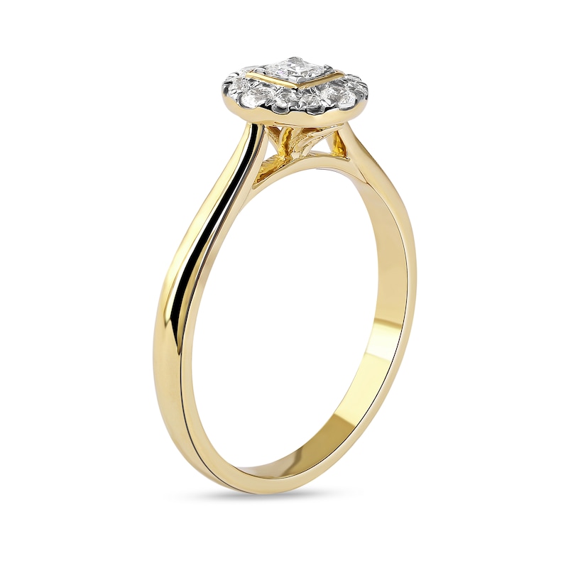 0.33 CT. T.W. Princess-Cut Diamond Round Frame Engagement Ring in 10K Gold (I/I3)