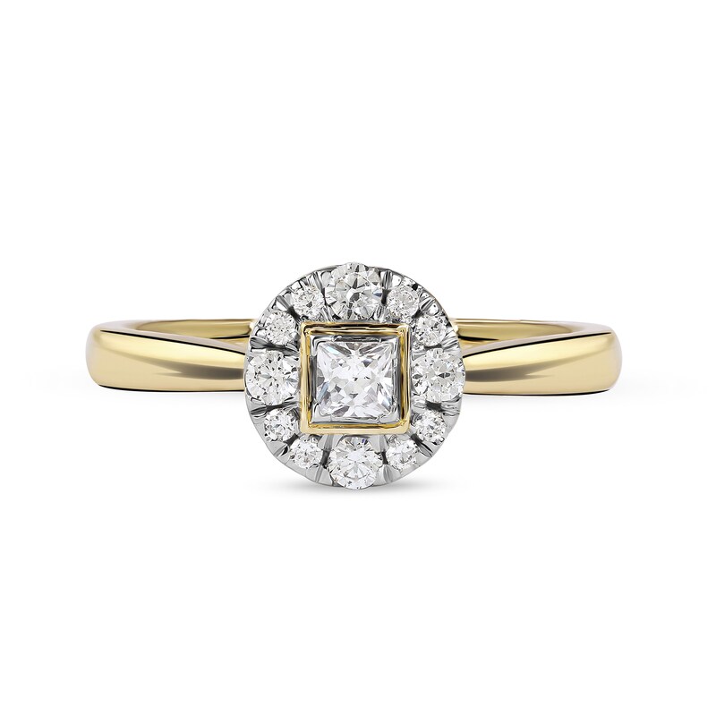 0.33 CT. T.W. Princess-Cut Diamond Round Frame Engagement Ring in 10K Gold (I/I3)
