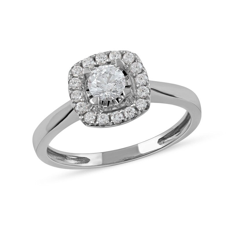 0.50 CT. T.W. Diamond Cushion Frame Engagement Ring in 10K White Gold (J/I3)