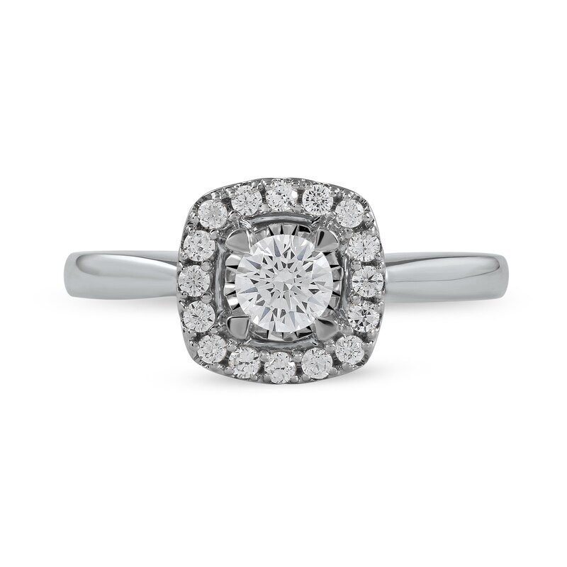 0.50 CT. T.W. Diamond Cushion Frame Engagement Ring in 10K White Gold (J/I3)