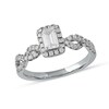 Thumbnail Image 0 of 0.75 CT. T.W. Emerald-Cut Diamond Frame Twist Shank Engagement Ring in 10K White Gold (I/I1)